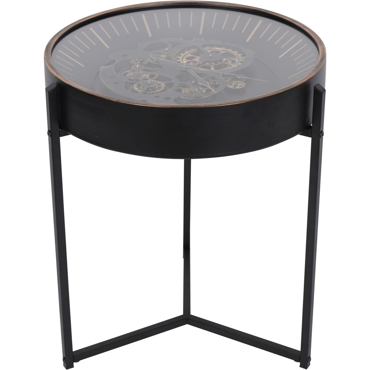 Palladium Side Table Clock with Moving Dials Black Gold