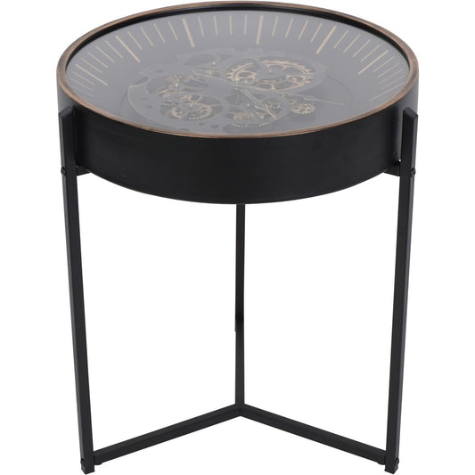 Palladium Side Table Clock with Moving Dials Black Gold