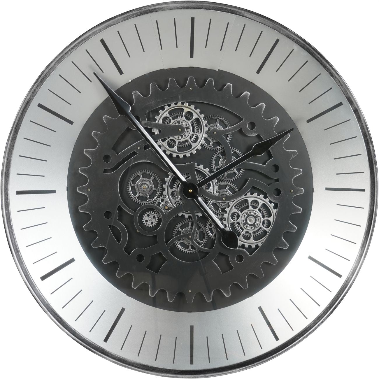 Palladium Wall Clock with moving Dials Black Nickel 80cm