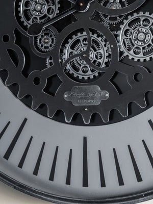 Palladium Wall Clock with Moving Cogs Black Nickel 100cm by Libra, image 3