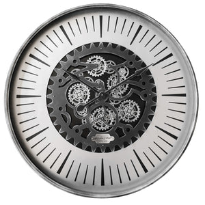 Palladium Wall Clock with Moving Cogs Black Nickel 100cm by Libra
