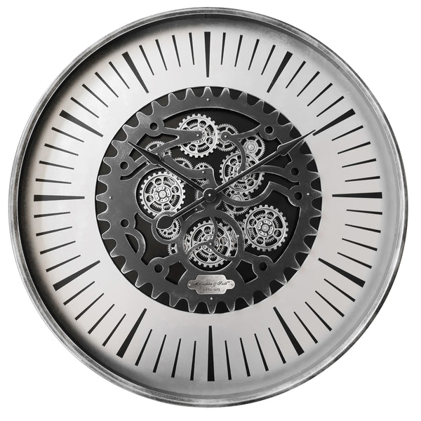 Palladium Wall Clock with Moving Cogs Black Nickel 100cm by Libra