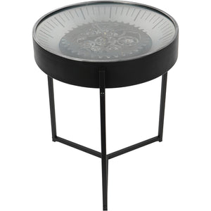 Palladium Side Table Clock with Moving Cogs in Nickel by Libra, image 2