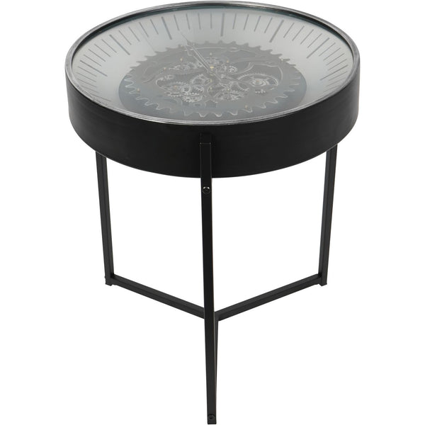 Palladium Side Table Clock with Moving Cogs in Nickel by Libra, image 2