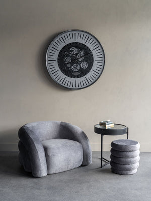 Palladium Side Table Clock with Moving Cogs in Nickel by Libra, image 7