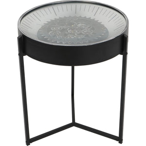 Palladium Side Table Clock with Moving Cogs in Nickel by Libra