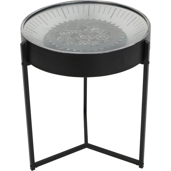 Palladium Side Table Clock with Moving Cogs in Nickel by Libra