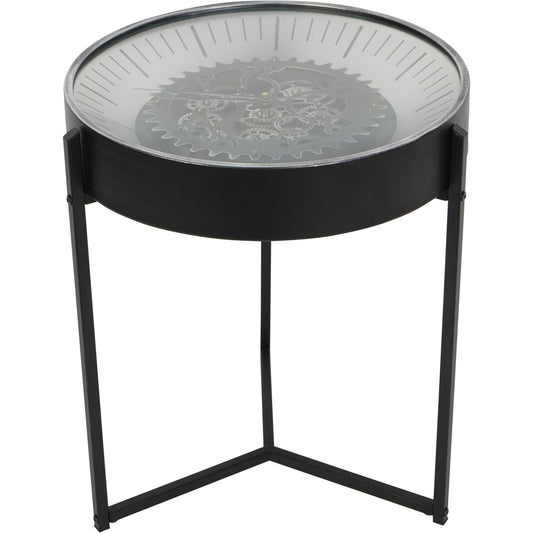 Palladium Side Table Clock with Moving Dials Black Nickel