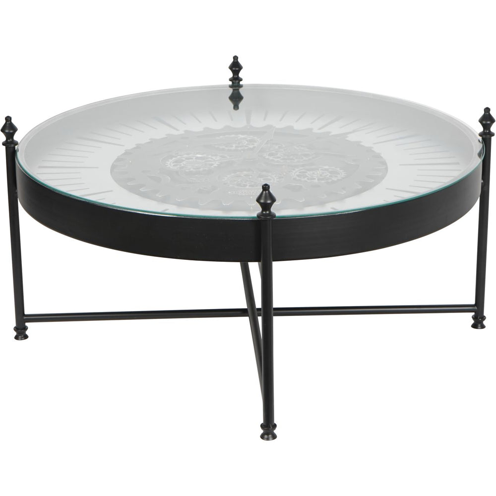 Palladium Coffee Table Clock with Moving Cogs by Libra