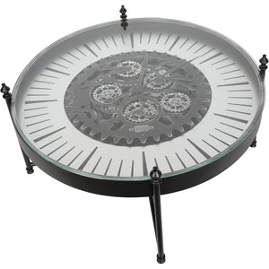 Palladium Coffee Table Clock with Moving Cogs by Libra, image 3