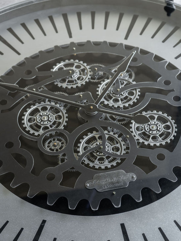 Palladium Coffee Table Clock with Moving Cogs by Libra, image 4