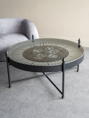 Palladium Coffee Table Clock with Moving Cogs by Libra, image 6