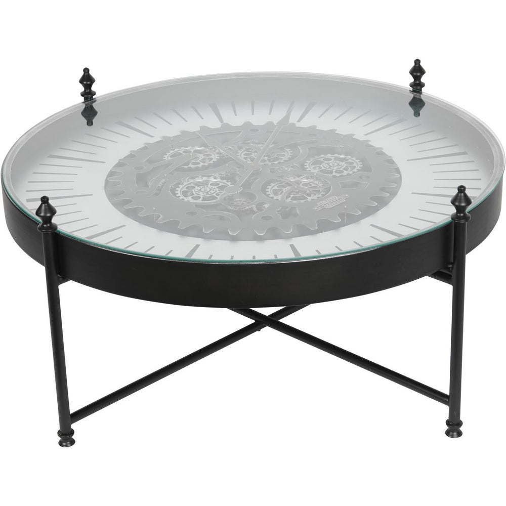 Palladium Coffee Table Clock with Moving Cogs by Libra