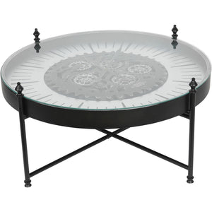 Palladium Coffee Table Clock with Moving Cogs by Libra