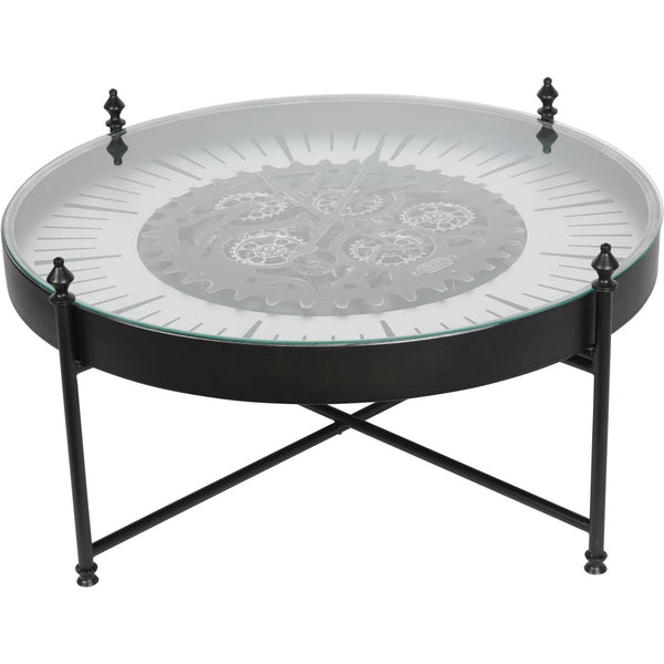 Palladium Coffee Table Clock with Moving Cogs by Libra