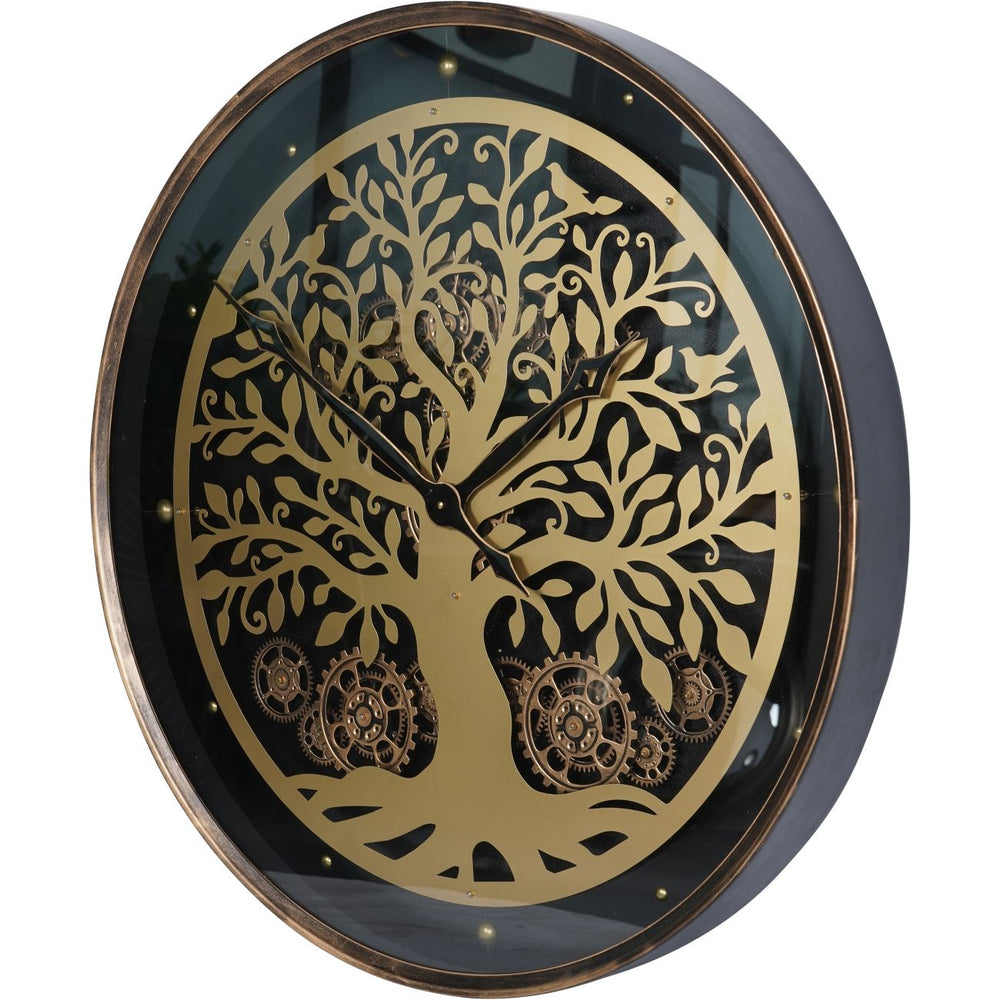 Viking Tree Wall Clock with Moving Cogs 80cm by Libra