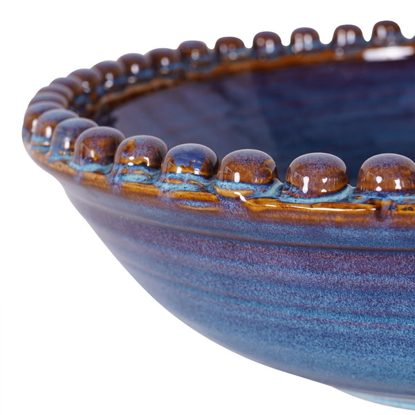 Mediterranean Reactive Glaze Ceramic Bowl Blue by Libra, image 4