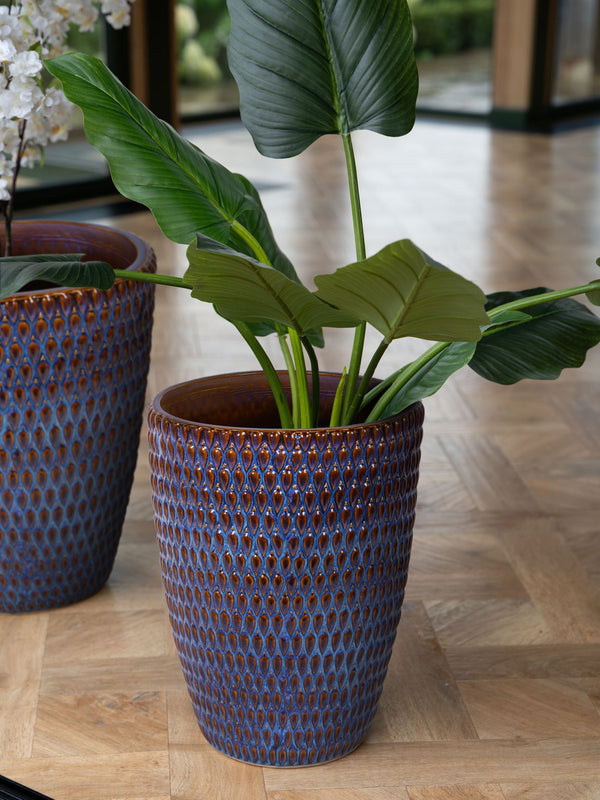 Mediterranean Reactive Glaze Ceramic Large Planter Blue by Libra, image 5