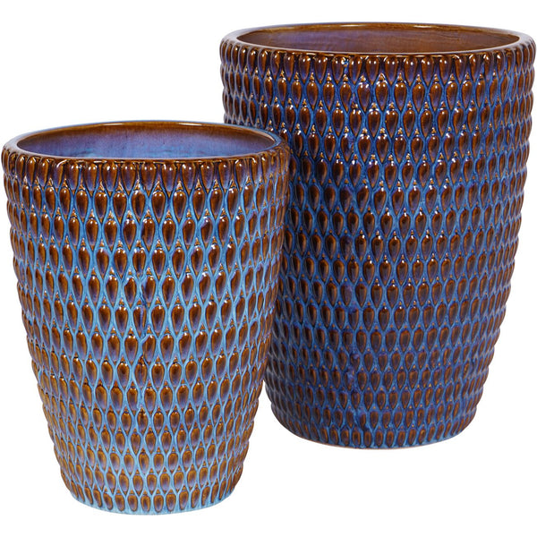 Mediterranean Reactive Glaze Ceramic Large Planter Blue by Libra, image 7
