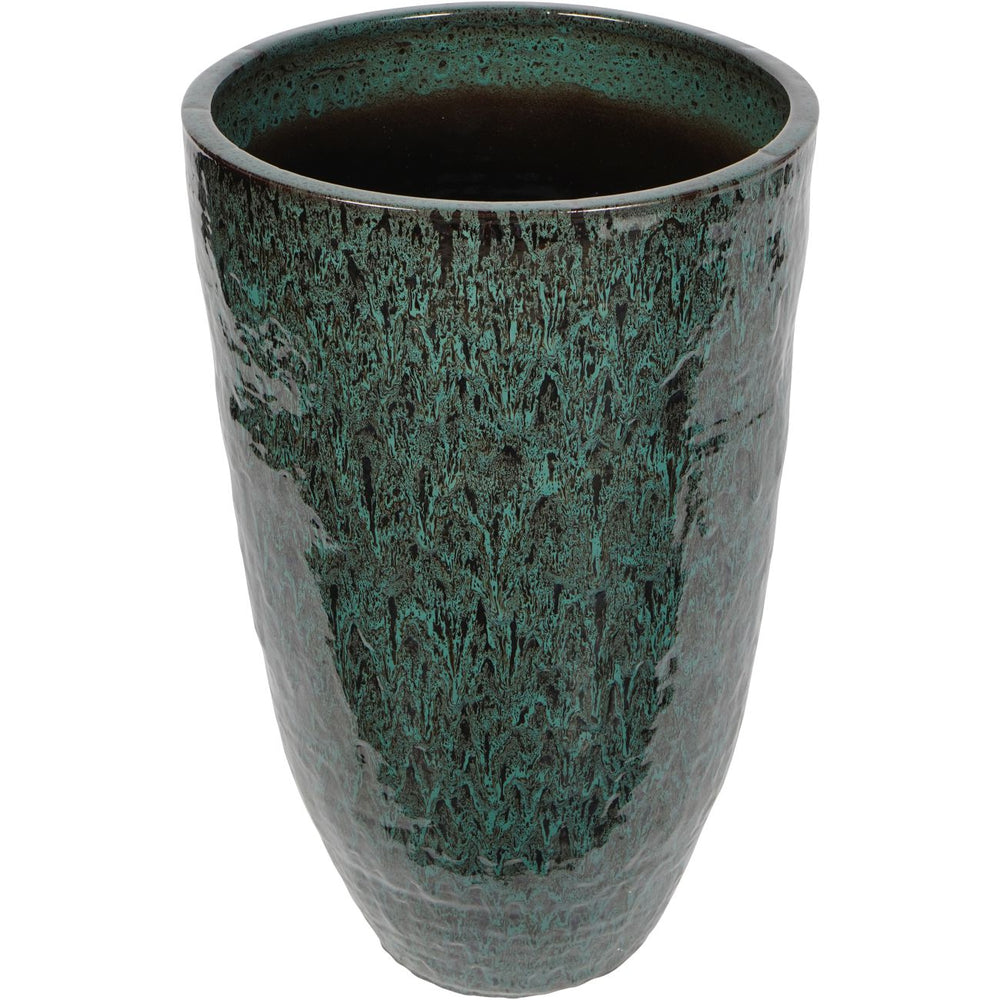 Mederno Reactive Glaze Ceramic Tall Planter Green by Libra