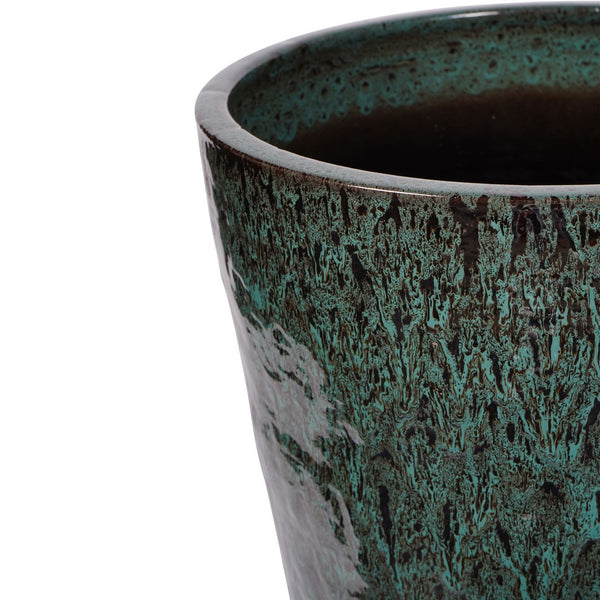 Mederno Reactive Glaze Ceramic Tall Planter Green by Libra, image 3