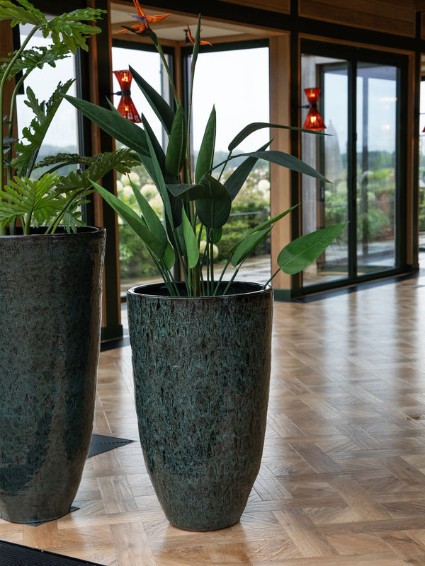 Mederno Reactive Glaze Ceramic Tall Planter Green by Libra, image 5