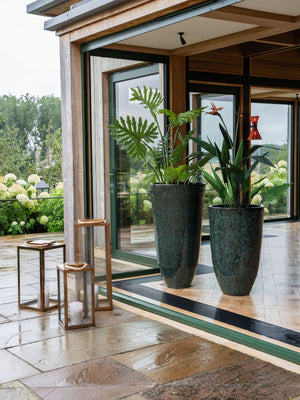 Mederno Reactive Glaze Ceramic Tall Planter Green by Libra, image 6