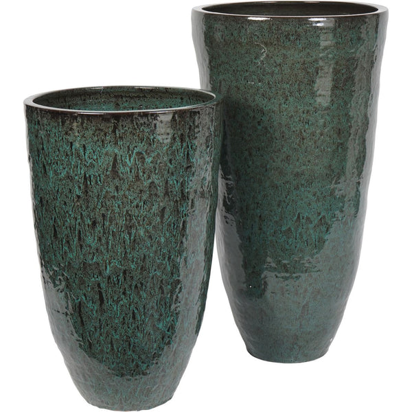 Mederno Reactive Glaze Ceramic Tall Planter Green by Libra, image 7