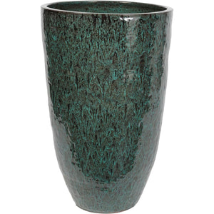 Mederno Reactive Glaze Ceramic Tall Planter Green by Libra