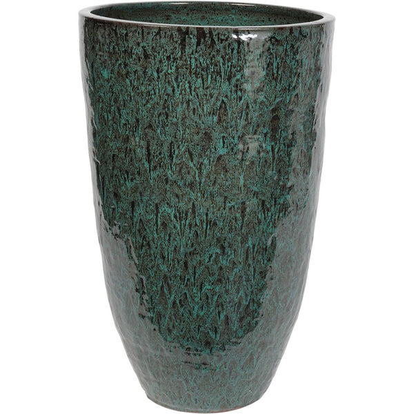 Mederno Reactive Glaze Ceramic Tall Planter Green by Libra