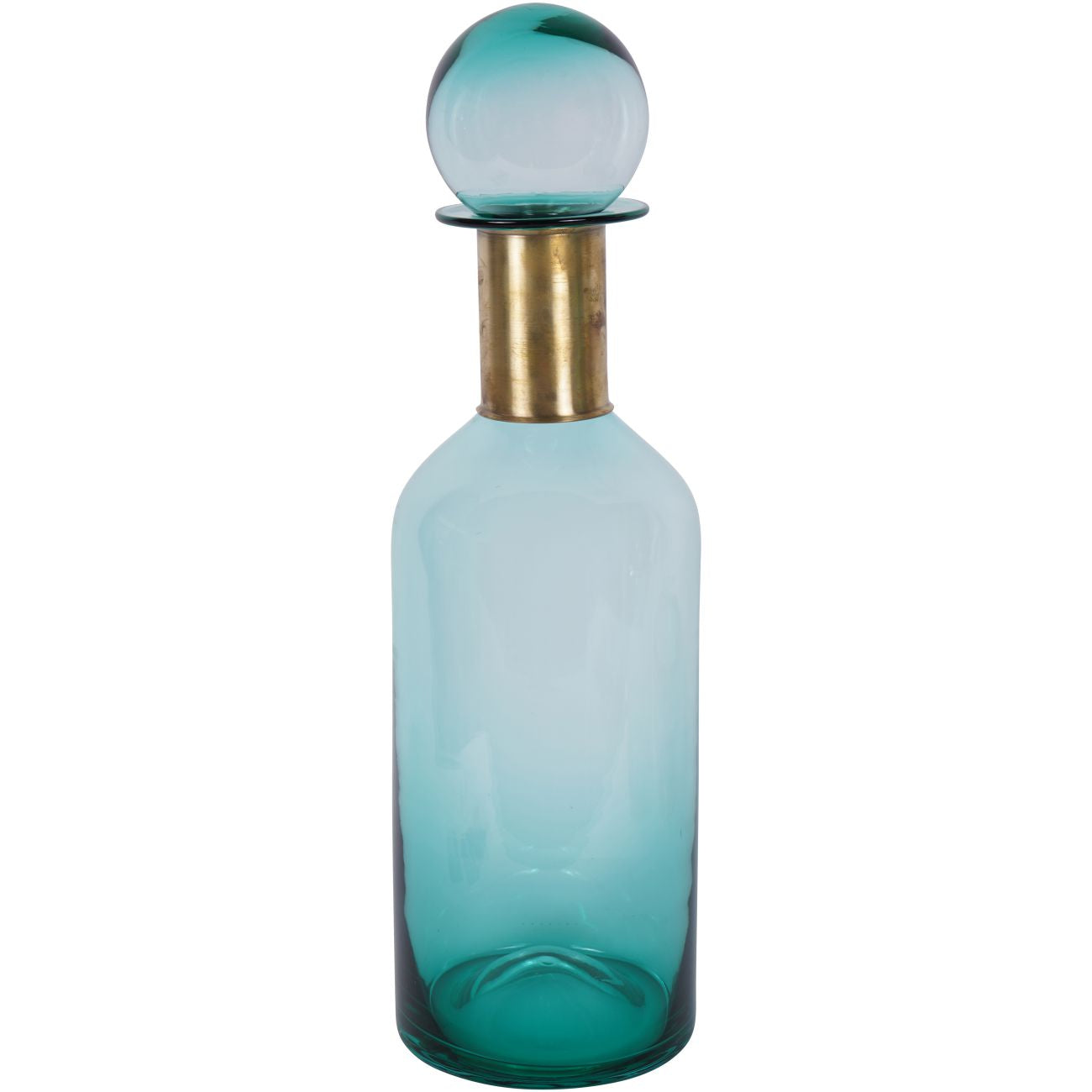 Jorum Collection Glass Bottle Tall with Lid Brass Detail