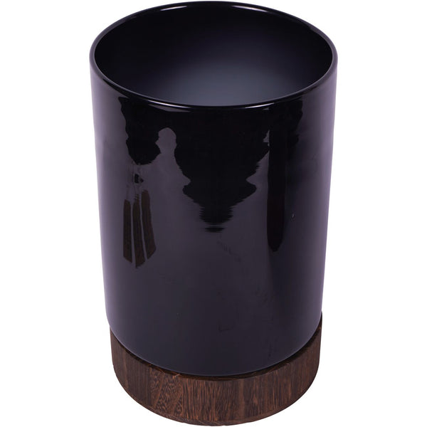 Noir Glass Hurricane with Wooden Base 31.5cm by Libra, image 2