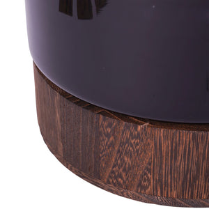 Noir Glass Hurricane with Wooden Base 31.5cm by Libra, image 4
