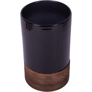 Noir Glass Hurricane with Wooden Base 20.5cm by Libra, image 2