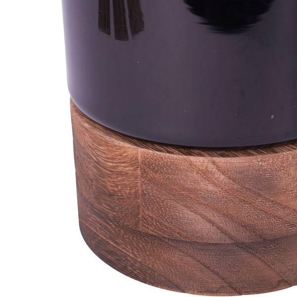 Noir Glass Hurricane with Wooden Base 20.5cm by Libra, image 4