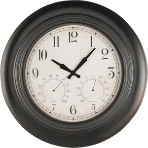 Outdoor Clock with Temperature and Humidity Black 53.3cm by Libra