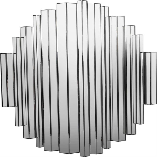 Crystalline Effect Embossed Edges Round Mirror 120cm by Libra