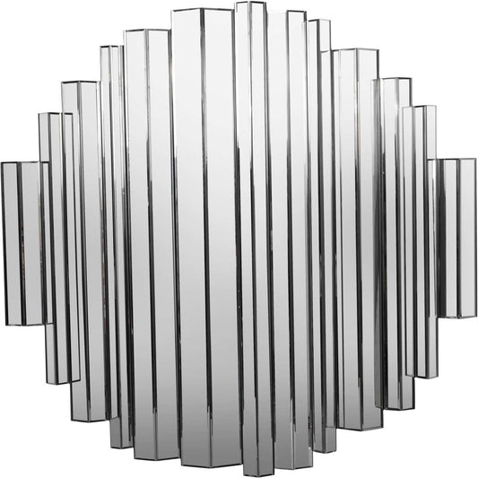 Crystalline Effect Embossed Edges Round Mirror   120cm