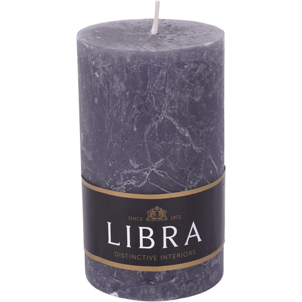 Dark Pewter Rustica Pillar Candle 7x12cm by Libra