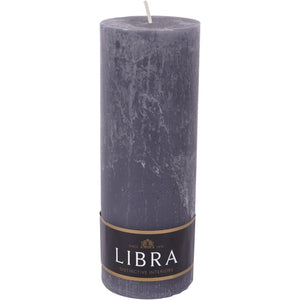 Dark Pewter Rustica Pillar Candle 7x19cm by Libra