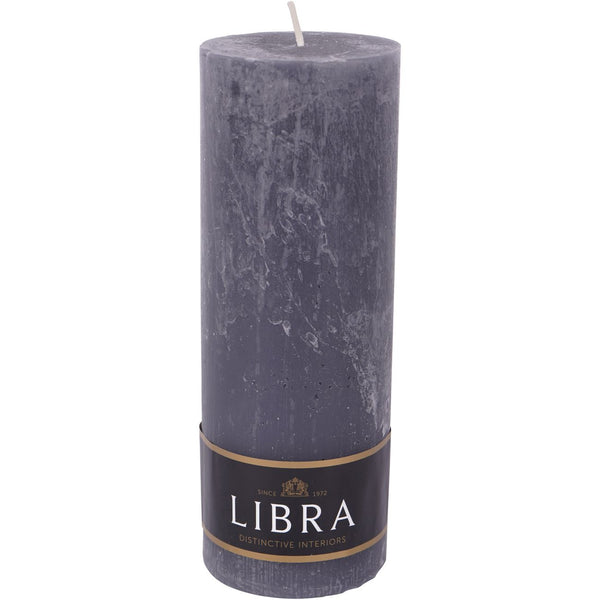 Dark Pewter Rustica Pillar Candle 7x19cm by Libra