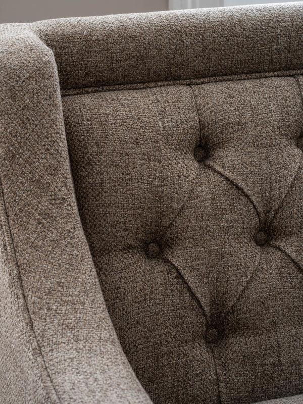 Theodore Buttoned Sofa in Dark Taupe Fabric 200cm by Libra, image 4