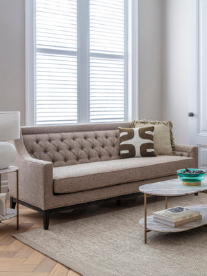 Theodore Buttoned Sofa in Dark Taupe Fabric 200cm by Libra, image 5
