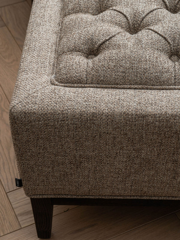 Theodore Buttoned Stool in Dark Taupe Fabric 81x61cm by Libra, image 2