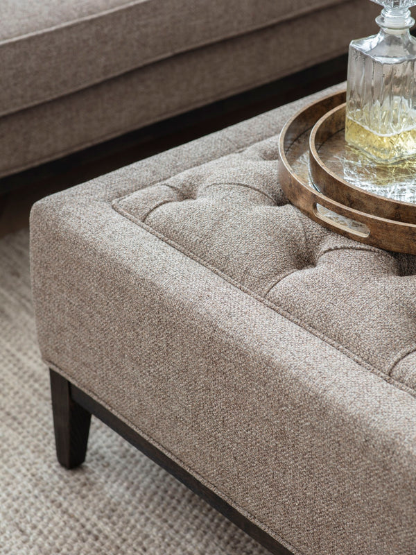 Theodore Buttoned XL Ottoman in Dark Taupe Fabric 140x75cm by Libra, image 2
