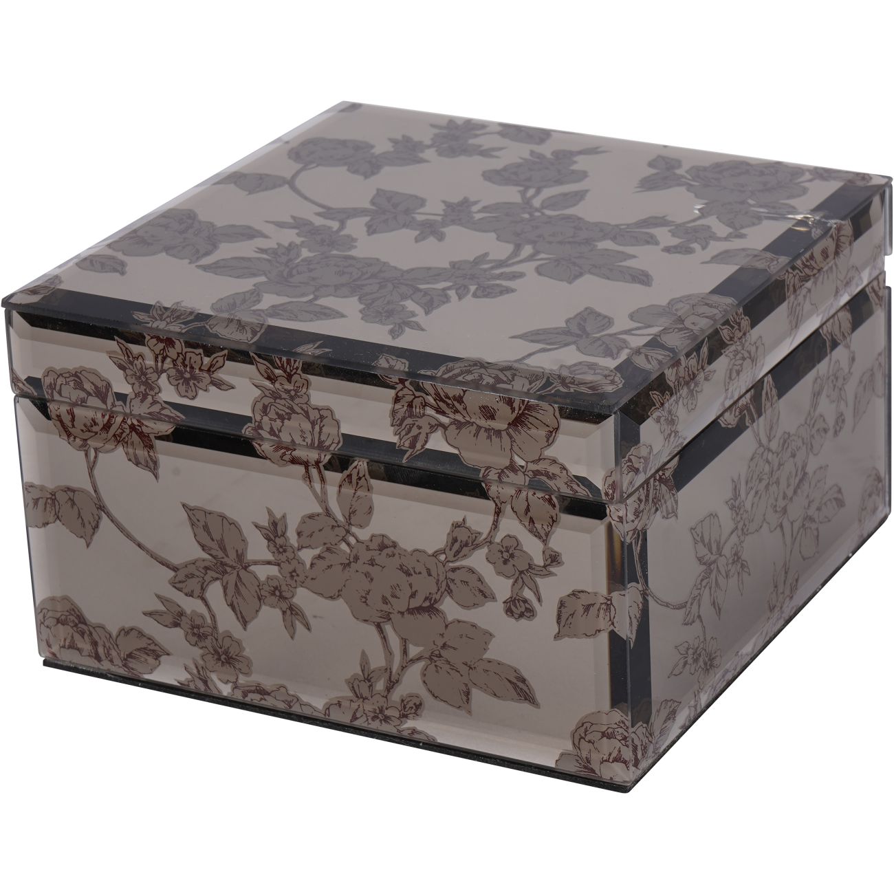 Laura Ashley Truffle Pollington Roses Medium Mirrored Printed Jewellery Box