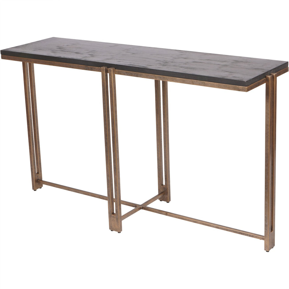 Dalston Black Sandblasted Wood and Champagne Frame Console Table by Libra