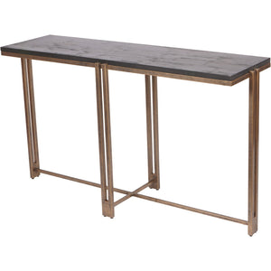 Dalston Black Sandblasted Wood and Champagne Frame Console Table by Libra, image 2