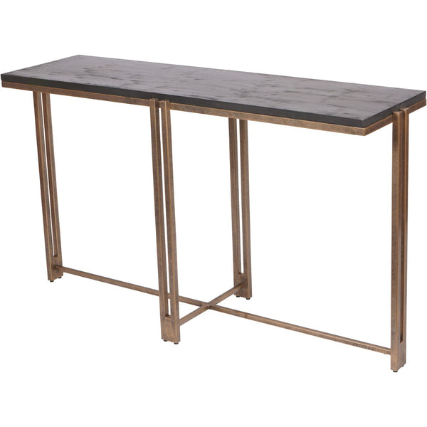 Dalston Black Sandblasted Wood and Champagne Frame Console Table by Libra, image 2