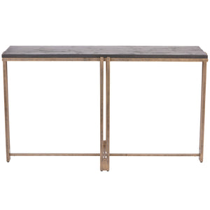 Dalston Black Sandblasted Wood and Champagne Frame Console Table by Libra, image 3